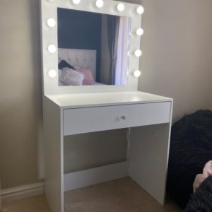 800 X 810 X 500 1 Drawer vanity with framed hollywood mirror