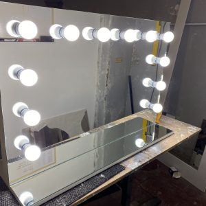 Table top frameless Hollywood mirror
