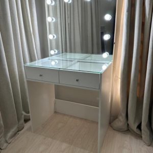 2 Drawer Glass Top Glam Station